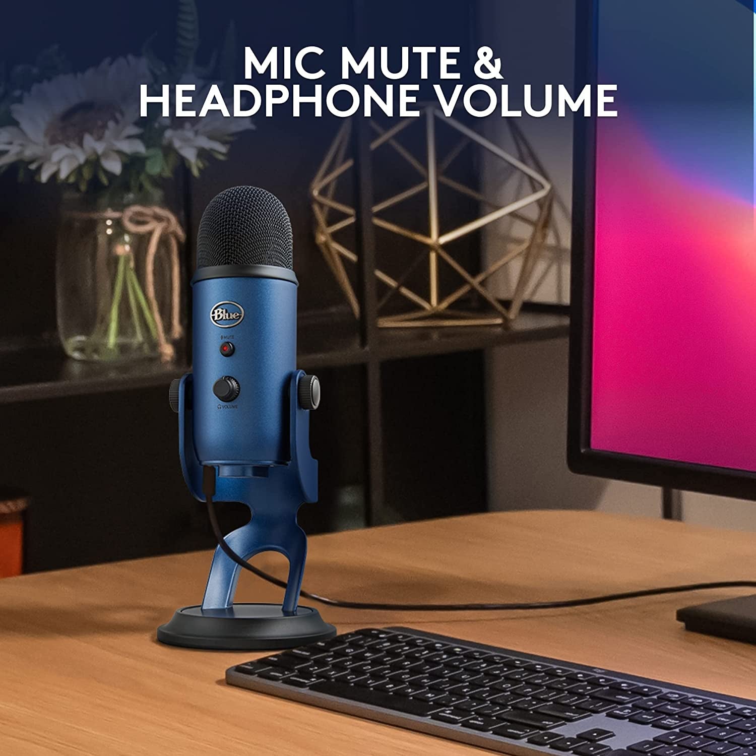 Creators Blue Yeti USB Microphone for Gaming, Streaming, Podcast, Youtube, Discord, PC, Studio Sound, Plug & Play - Midnight Blue - Techlyn