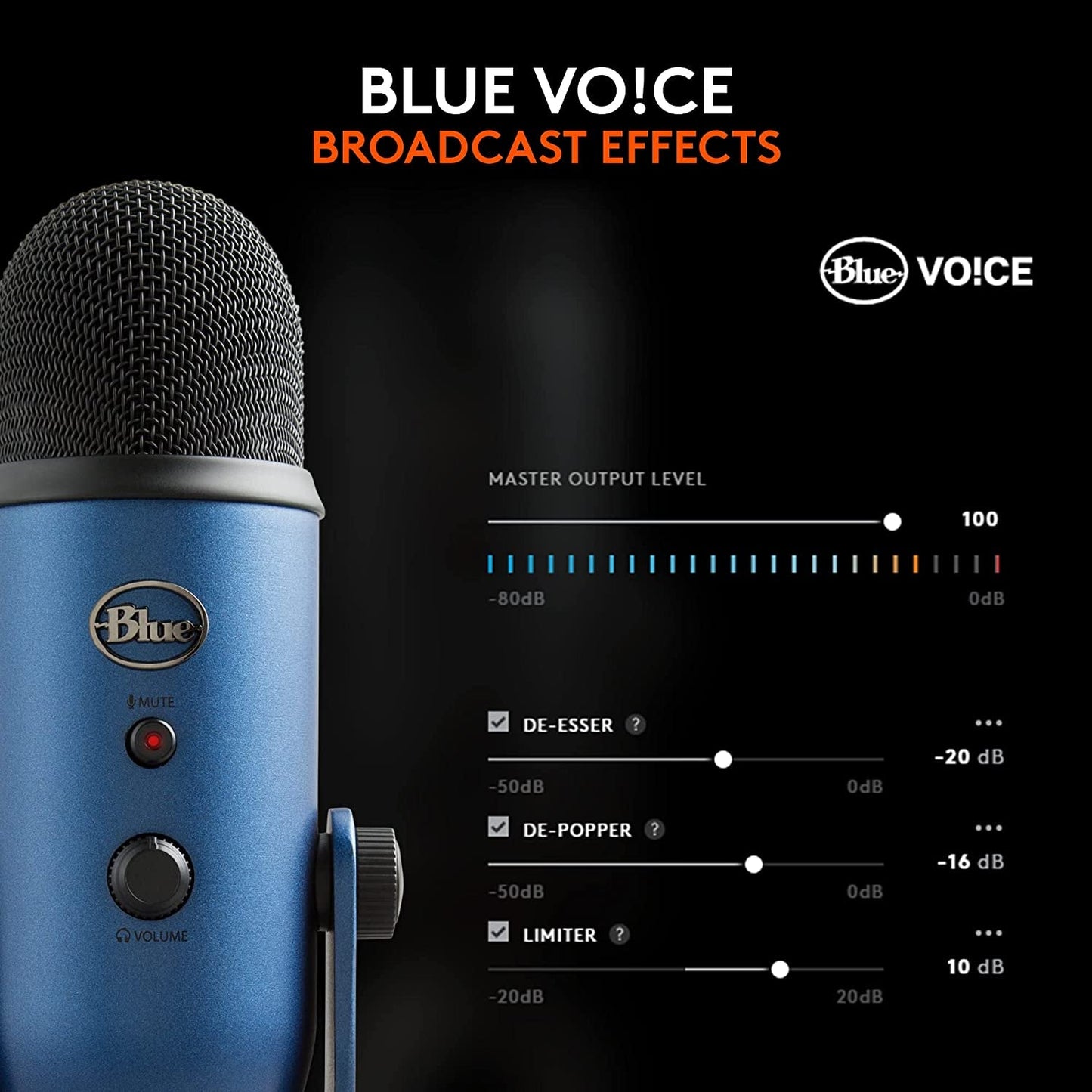 Creators Blue Yeti USB Microphone for Gaming, Streaming, Podcast, Youtube, Discord, PC, Studio Sound, Plug & Play - Midnight Blue - Techlyn
