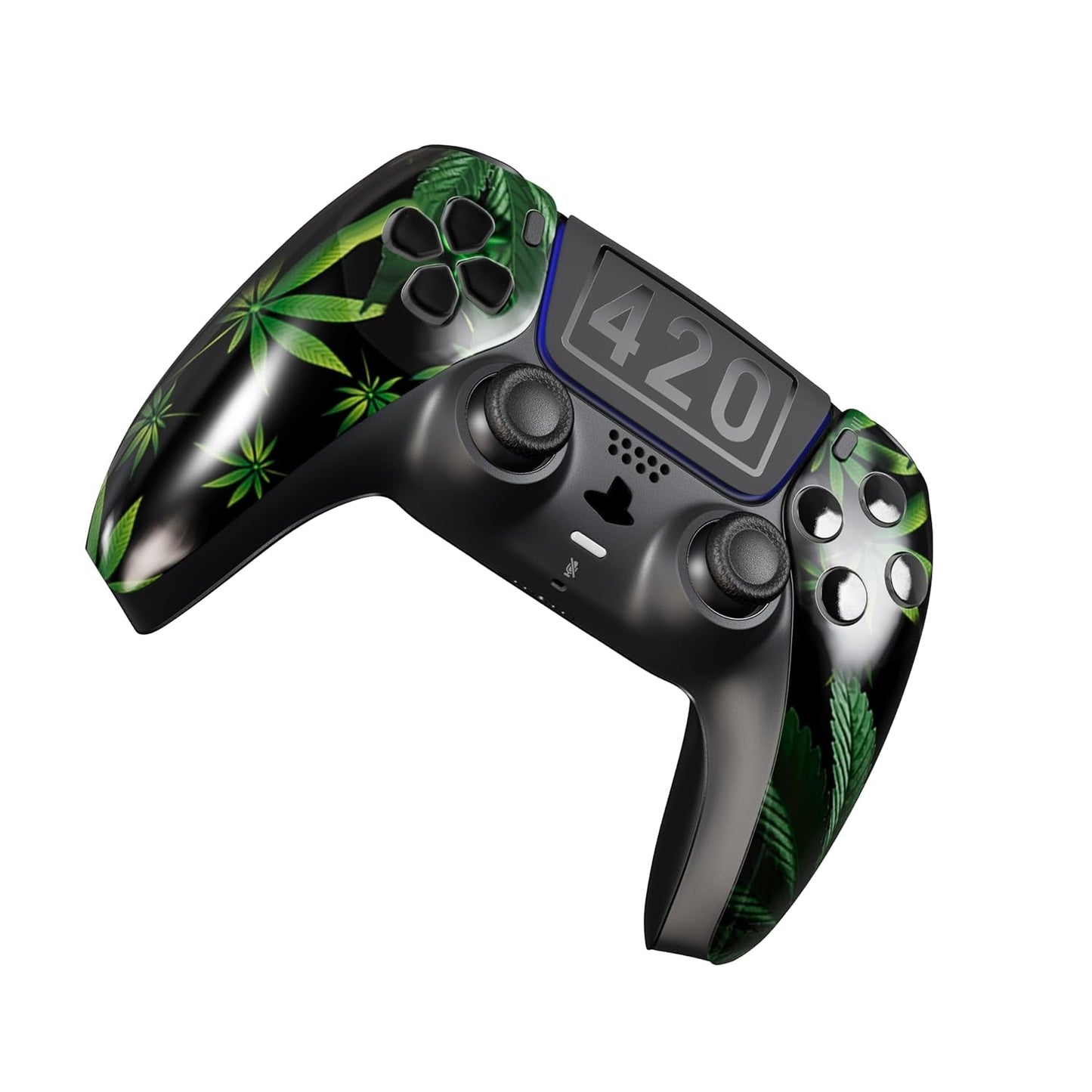 Custom Wireless UN - MODDED PRO Controller Compatible with PS5 Exclusive Unique Design (420 Black) - Techlyn