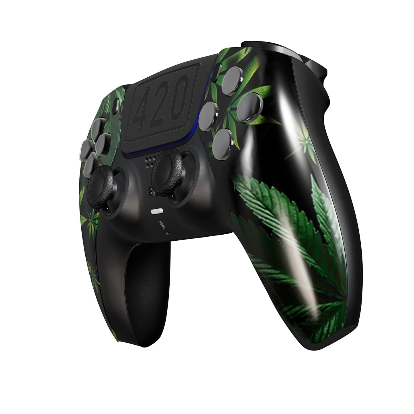 Custom Wireless UN - MODDED PRO Controller Compatible with PS5 Exclusive Unique Design (420 Black) - Techlyn