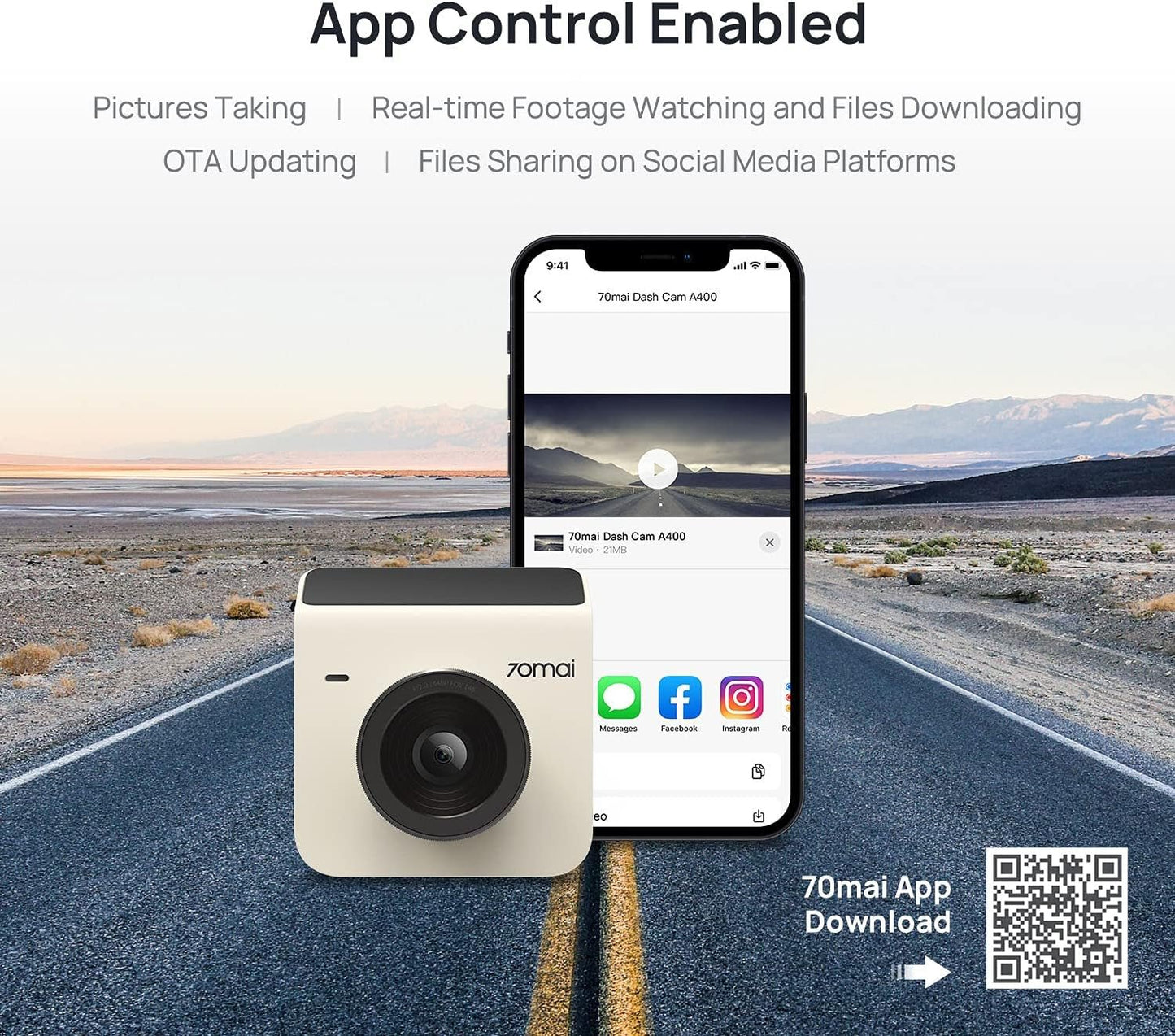 Dash Cam A400, Ivory, Front and Rear 2K QHD, 2" LCD, Built in Wifi, Parking Monitor, 145° Wide - Angle FOV, WDR Night Vision, Ios/Android Mobile App - Techlyn