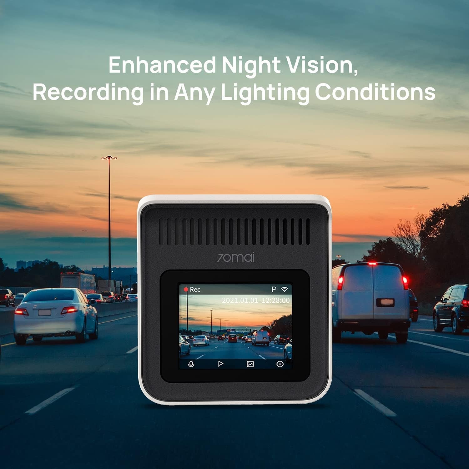 Dash Cam A400, Ivory, Front and Rear 2K QHD, 2" LCD, Built in Wifi, Parking Monitor, 145° Wide - Angle FOV, WDR Night Vision, Ios/Android Mobile App - Techlyn