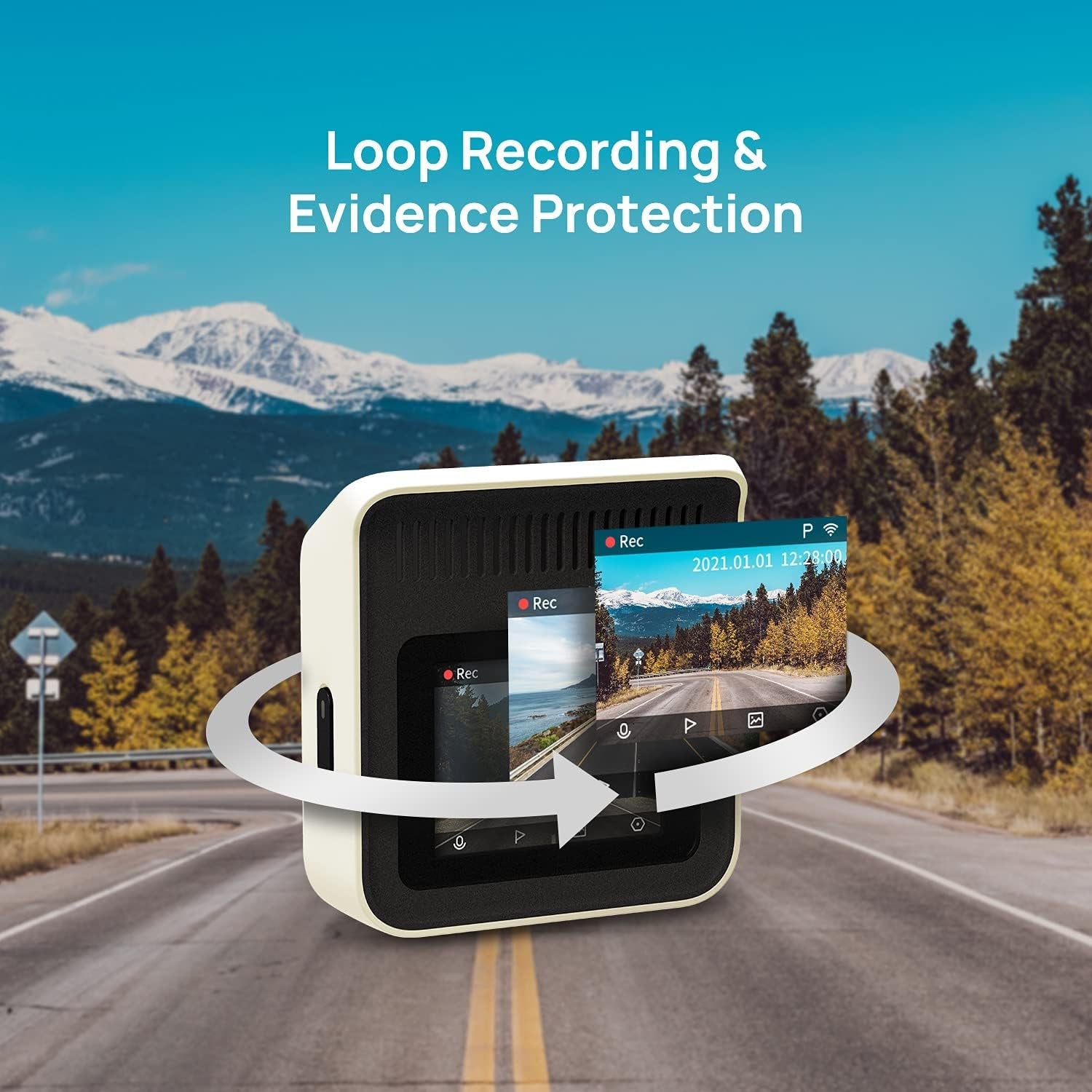 Dash Cam A400, Ivory, Front and Rear 2K QHD, 2" LCD, Built in Wifi, Parking Monitor, 145° Wide - Angle FOV, WDR Night Vision, Ios/Android Mobile App - Techlyn