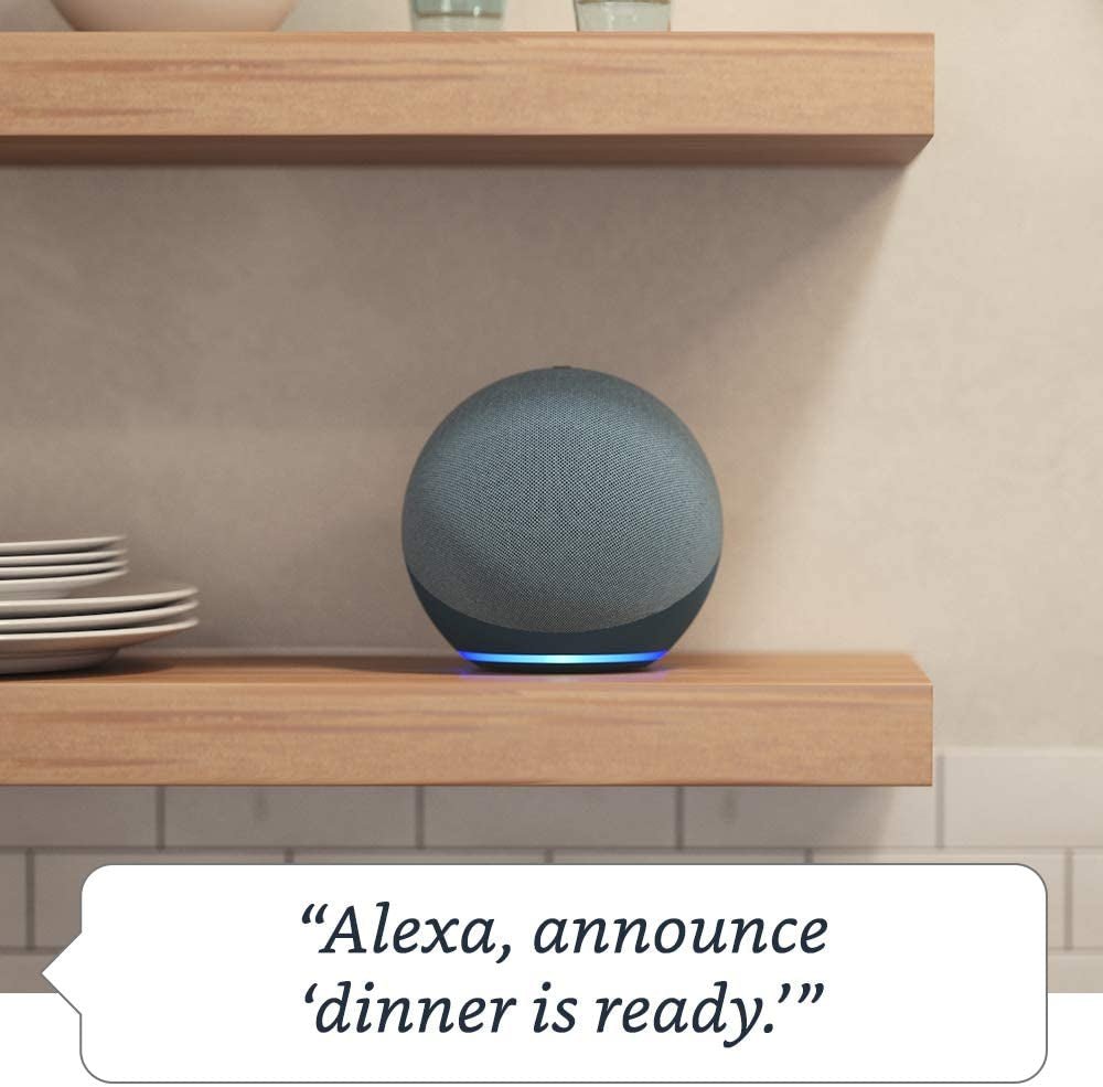 Echo (Newest Model), Alexa Speaker with Premium Sound, Ideal for Large Bedrooms, Living Rooms and Kitchens, Charcoal - Techlyn