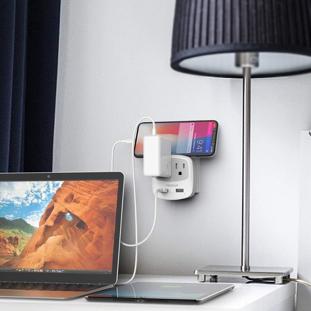 European Travel Plug Adapter Converter, International Power Plug Converter with 2 USB, Type C Outlet Adaptor Charger for US to Most of Europe EU Iceland Spain Italy France Germany - Techlyn