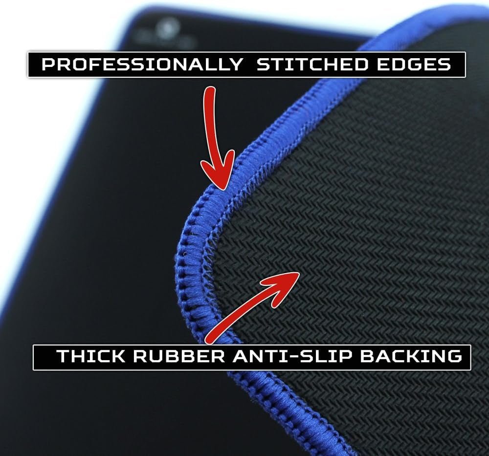 Extra Large Extended Gaming Mouse Pad Mat XXXL, Stitched Edges, Waterproof, Ultra Thick 5Mm, Wide & Long Mousepad 36"X18"X.20" Blue - Techlyn