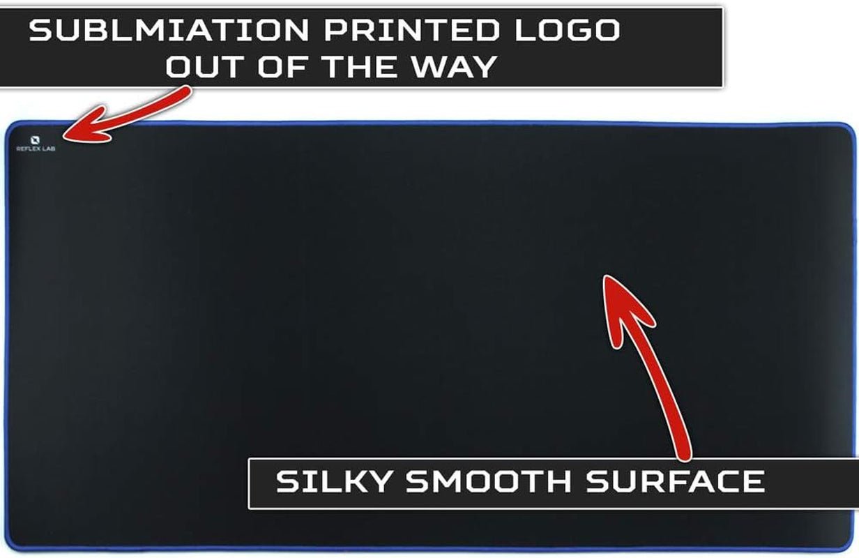 Extra Large Extended Gaming Mouse Pad Mat XXXL, Stitched Edges, Waterproof, Ultra Thick 5Mm, Wide & Long Mousepad 36"X18"X.20" Blue - Techlyn