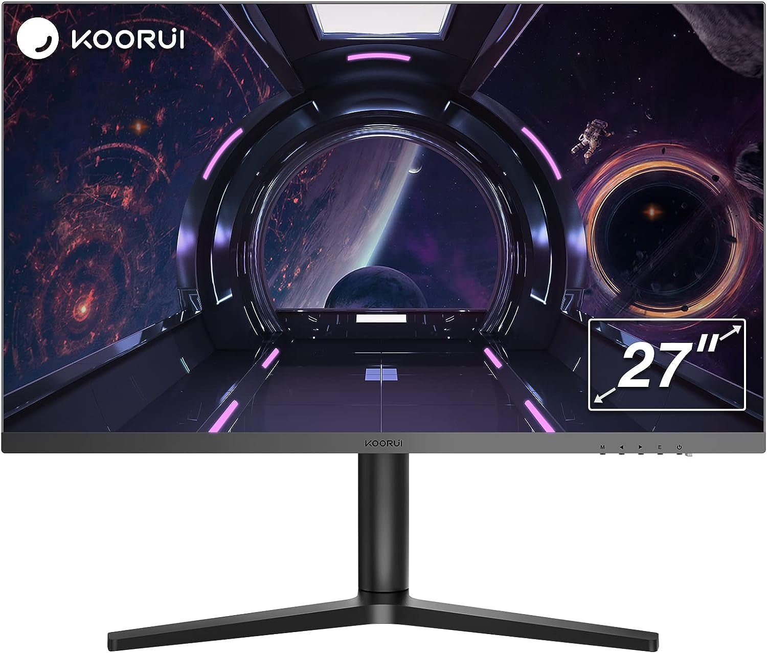 FHD 27 Inch Monitor, Fast IPS Screen (1920 * 1080P, 165HZ 1Ms, DCI - P3 90%, DP 1.2+HDM I.4+Type - C Autdio, 300Cd/㎡), Rotating Stand, Narrow Bezel on Three Sides, Black Blue - Techlyn