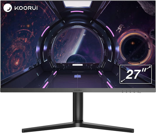FHD 27 Inch Monitor, Fast IPS Screen (1920 * 1080P, 165HZ 1Ms, DCI - P3 90%, DP 1.2+HDM I.4+Type - C Autdio, 300Cd/㎡), Rotating Stand, Narrow Bezel on Three Sides, Black Blue - Techlyn