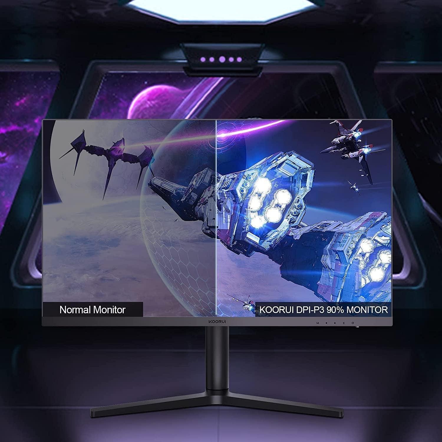 FHD 27 Inch Monitor, Fast IPS Screen (1920 * 1080P, 165HZ 1Ms, DCI - P3 90%, DP 1.2+HDM I.4+Type - C Autdio, 300Cd/㎡), Rotating Stand, Narrow Bezel on Three Sides, Black Blue - Techlyn