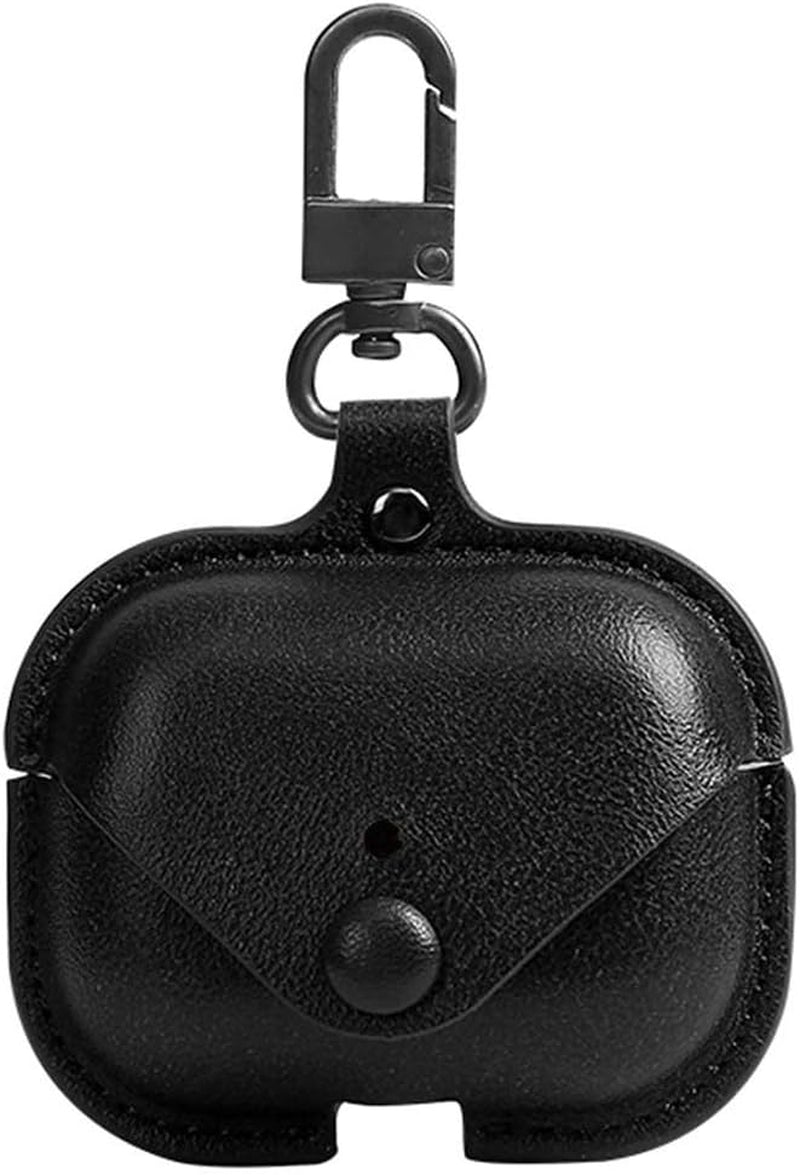 Genuine Leather Case Compatible with Airpods Pro Case 2Nd/1St Gen (2023/2022/2019), Protective Cover for Apple Airpods Pro 2/Pro Wireless Charging Case with Keychain and Snap Lock Black - Techlyn