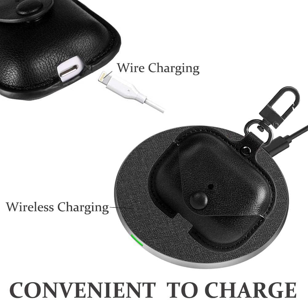 Genuine Leather Case Compatible with Airpods Pro Case 2Nd/1St Gen (2023/2022/2019), Protective Cover for Apple Airpods Pro 2/Pro Wireless Charging Case with Keychain and Snap Lock Black - Techlyn