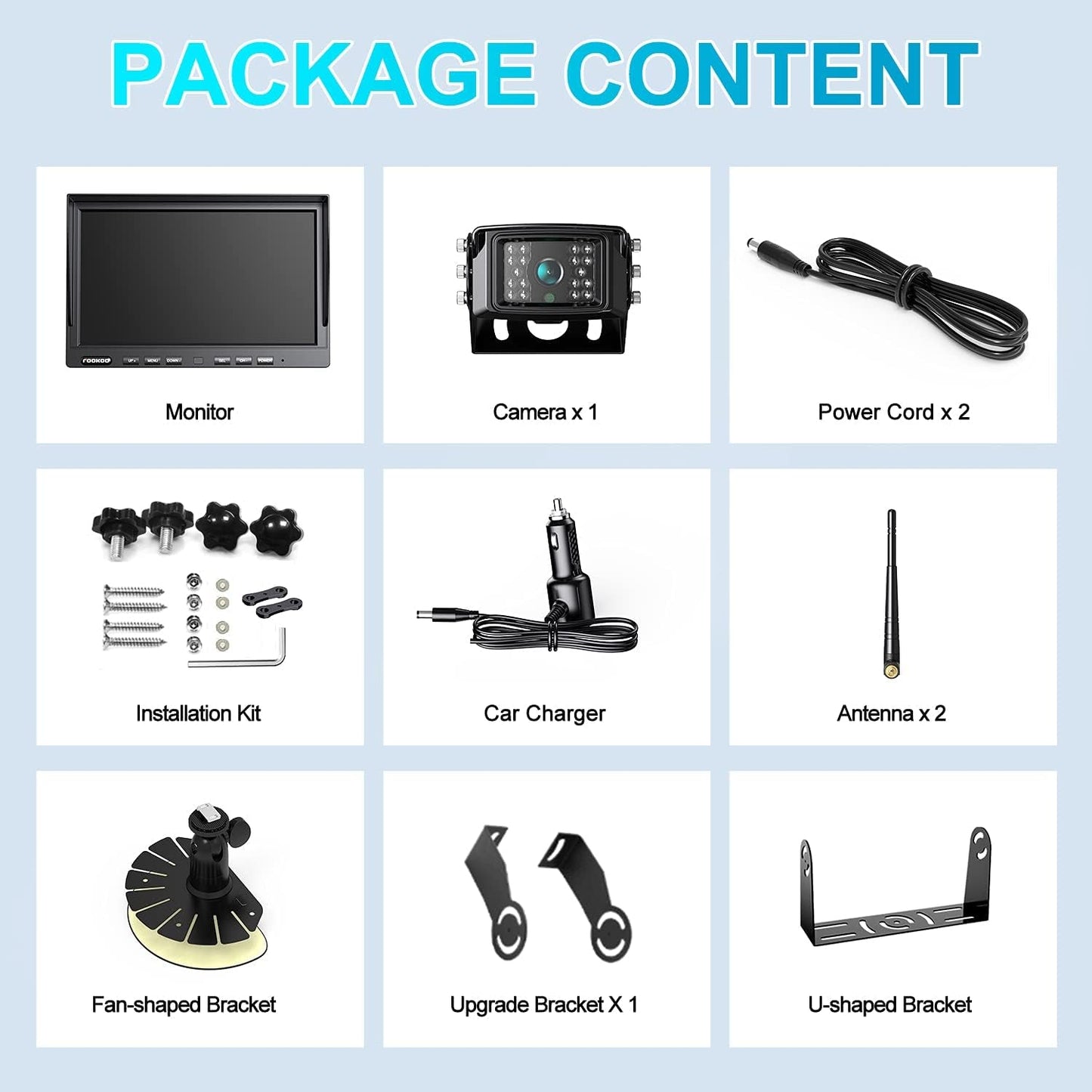 HD 1080P 10" Wireless Backup Camera, 10 - Inch Dual/Quad Split Monitor, Supports 4 Cameras, IP69 Waterproof Rear View Camera Parking Lines, Recording W/ 32GB SD Card for Rv/Trailer/Truck (DW101) - Techlyn