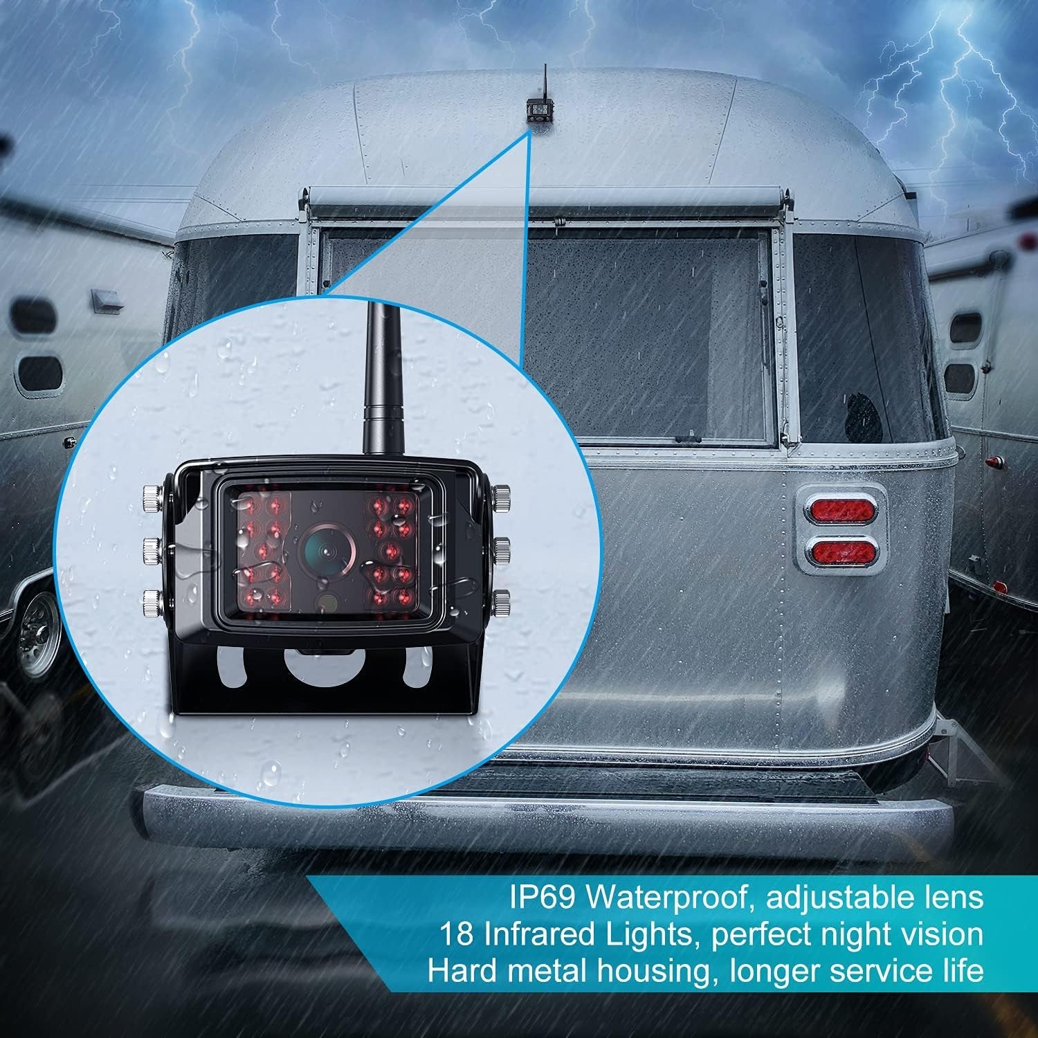 HD 1080P 10" Wireless Backup Camera, 10 - Inch Dual/Quad Split Monitor, Supports 4 Cameras, IP69 Waterproof Rear View Camera Parking Lines, Recording W/ 32GB SD Card for Rv/Trailer/Truck (DW101) - Techlyn