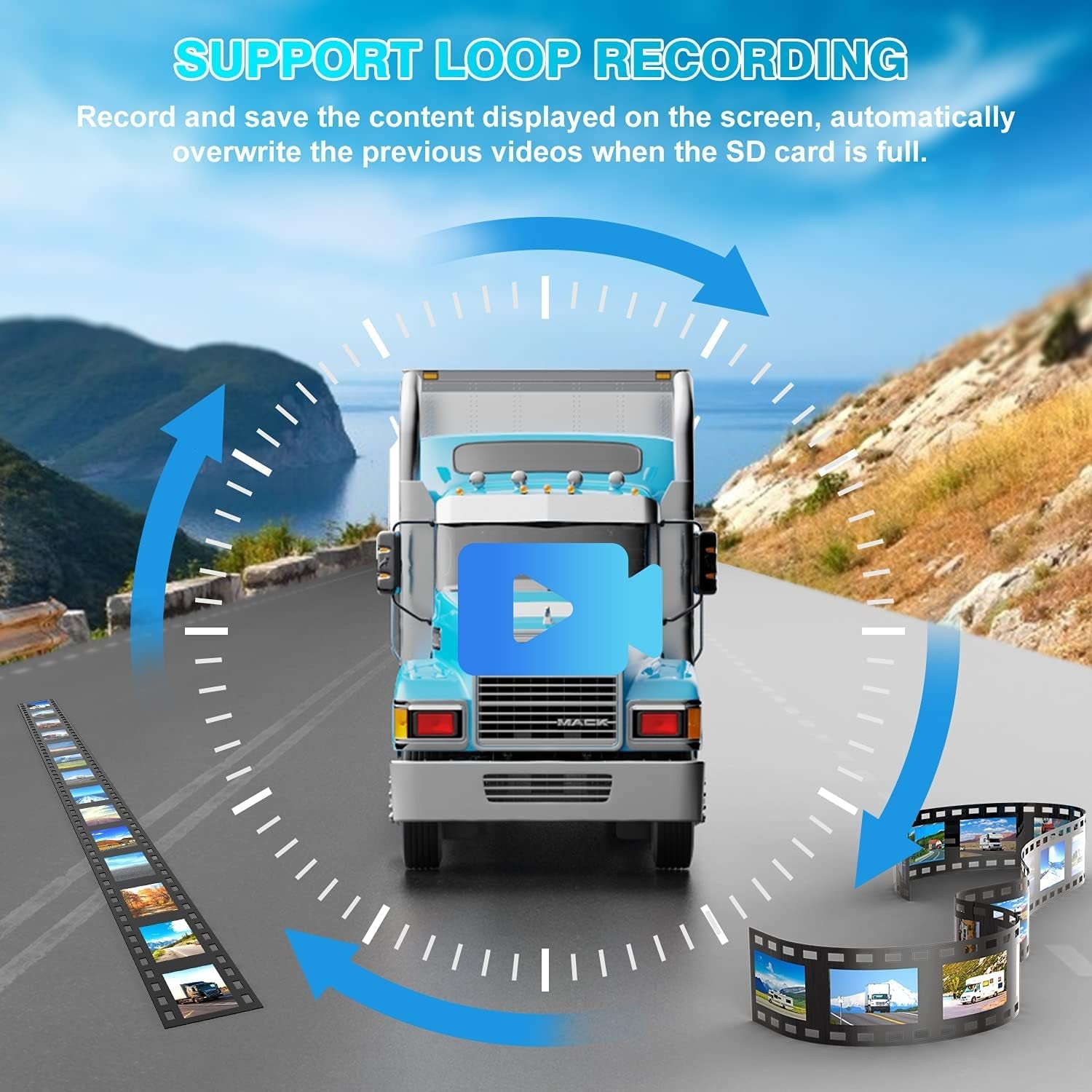 HD 1080P 10" Wireless Backup Camera, 10 - Inch Dual/Quad Split Monitor, Supports 4 Cameras, IP69 Waterproof Rear View Camera Parking Lines, Recording W/ 32GB SD Card for Rv/Trailer/Truck (DW101) - Techlyn