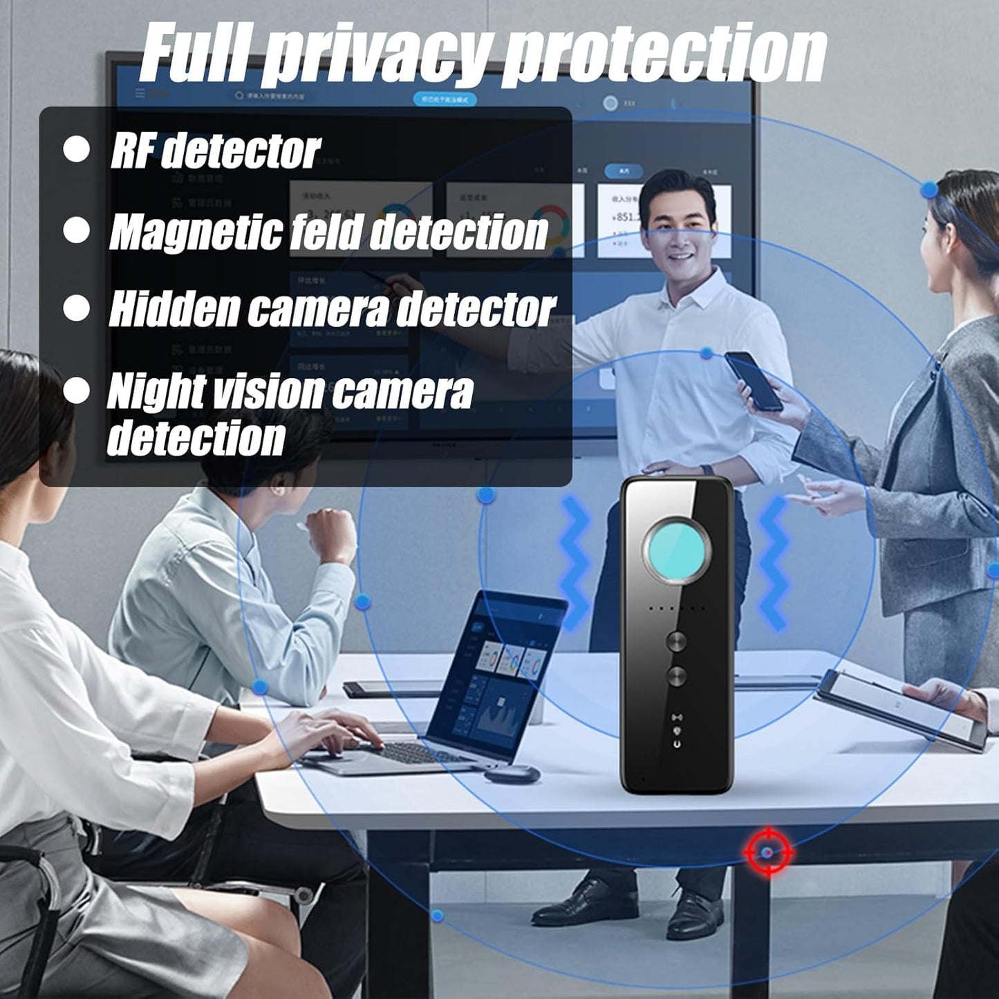 Hidden Camera Detector, 2025 Camera Finder, anti Spy, GPS Tracker Detector, Portable Bug Detector RF Signal Finder for Airbnb, Hotels, Travel, Home, Office, Bathroom - Techlyn