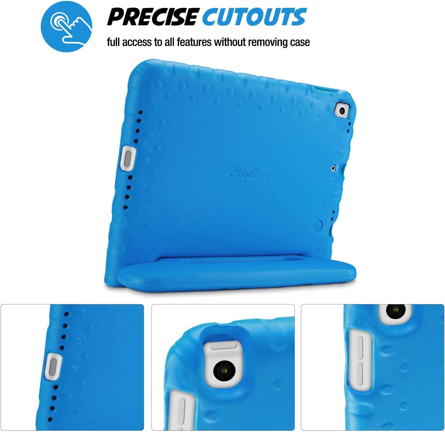 Kids Case for Ipad 9Th Generation/Ipad 8/Ipad 7, Ipad 10.2 Case 2021 2020 2019/Ipad Air 10.5/Ipad Pro 10.5 Kids Case, Shockproof Lightweight Case with Convertible Handle - Blue - Techlyn