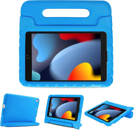 Kids Case for Ipad 9Th Generation/Ipad 8/Ipad 7, Ipad 10.2 Case 2021 2020 2019/Ipad Air 10.5/Ipad Pro 10.5 Kids Case, Shockproof Lightweight Case with Convertible Handle - Blue - Techlyn