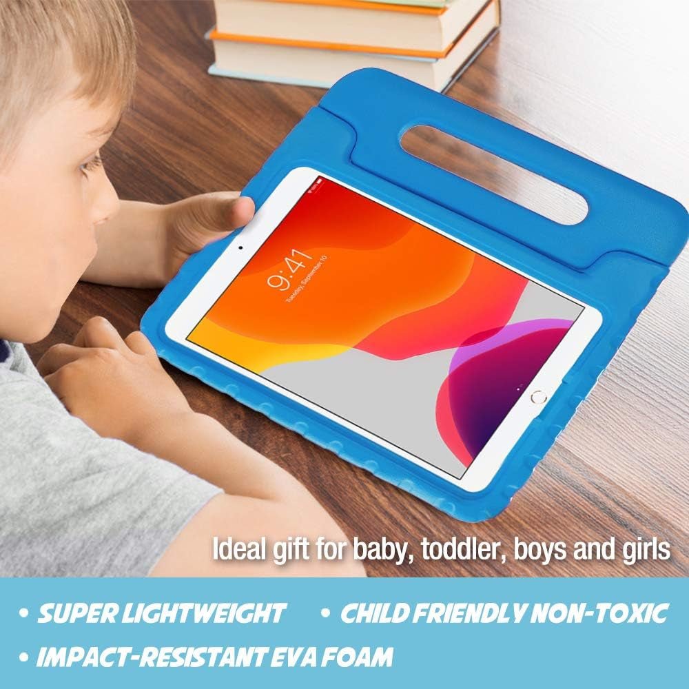 Kids Case for Ipad 9Th Generation/Ipad 8/Ipad 7, Ipad 10.2 Case 2021 2020 2019/Ipad Air 10.5/Ipad Pro 10.5 Kids Case, Shockproof Lightweight Case with Convertible Handle - Blue - Techlyn