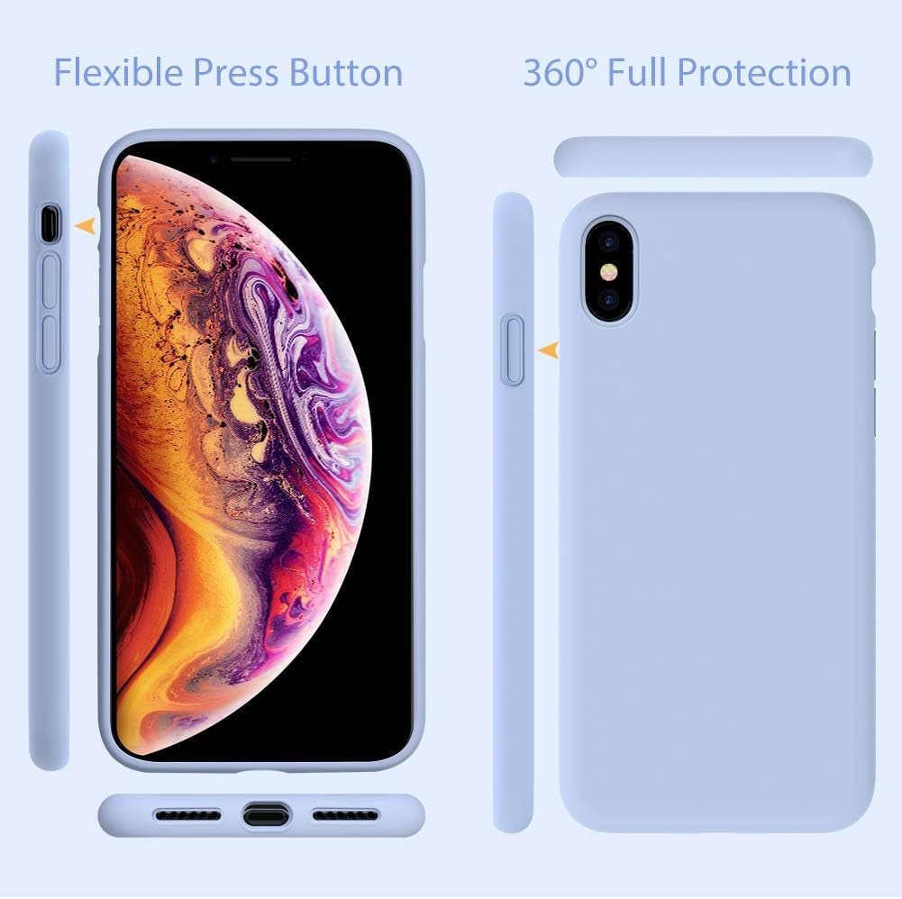 Liquid Silicone Case Compatible with Iphone Xs Max 6.5 Inch (2018), Gel Rubber Full Body Protection Shockproof Cover Case Drop Protection Case Purple - Techlyn