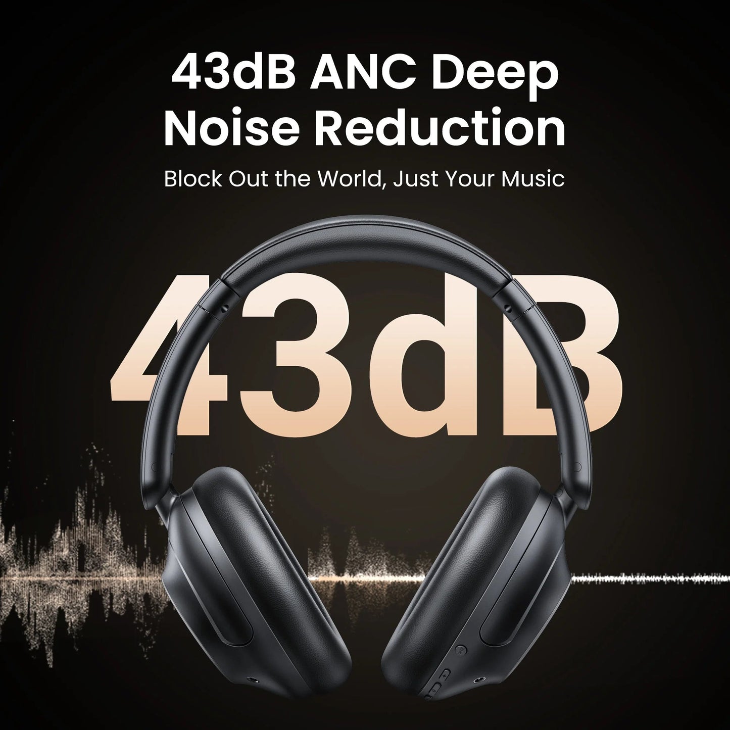 Max5 Foldable Over - Ear Bluetooth MIC Headphones, Noise Cancelling, 90H Playtime, Black - Techlyn