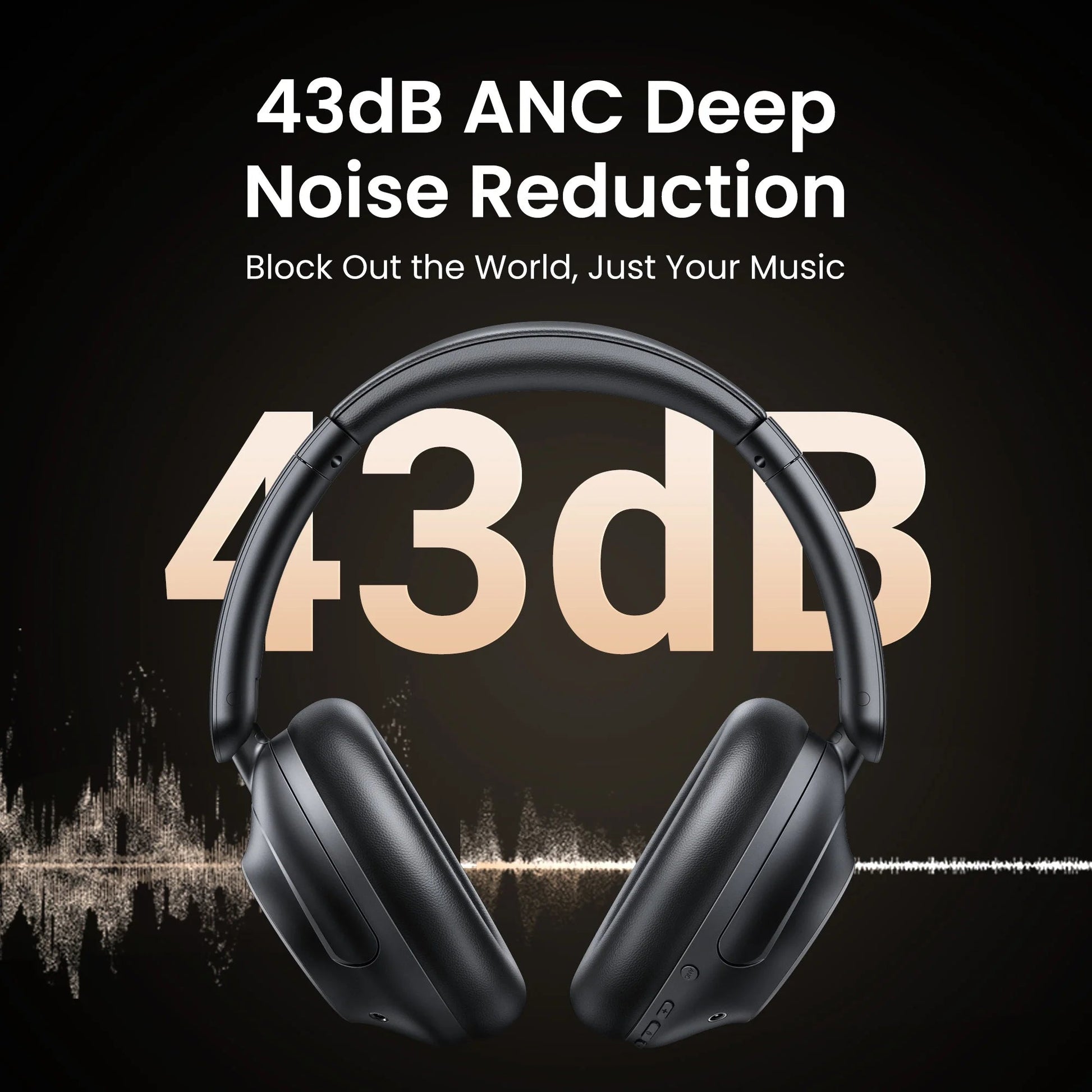 Max5 Foldable Over - Ear Bluetooth MIC Headphones, Noise Cancelling, 90H Playtime, Black - Techlyn