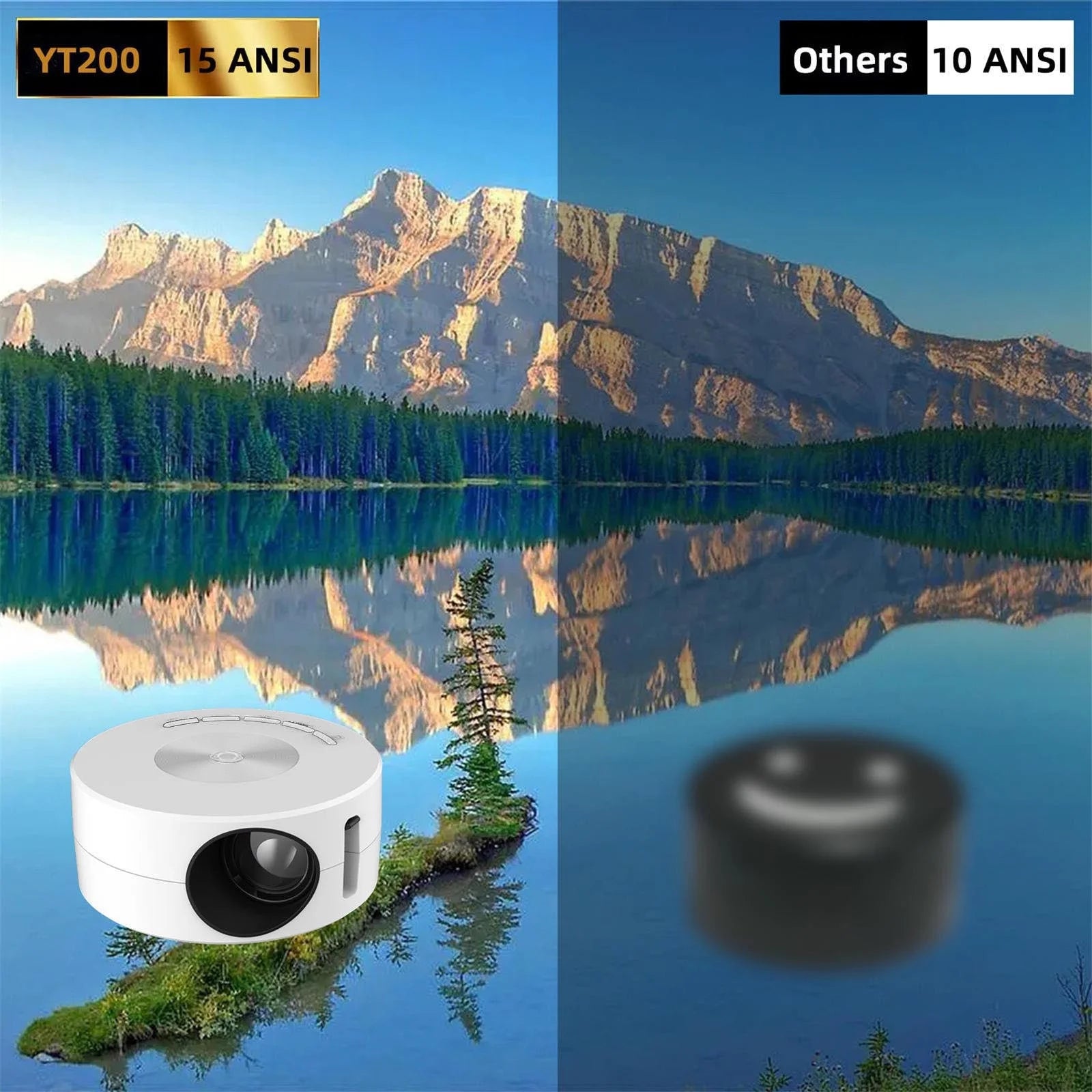 Mini Projector with Wifi and Bluetooth, 1080P Projector Portable Movie Projector for Home Theater/Outdoor, 9500 Lumens Multimedia Home Video Projector, Full Wired Same Screen Phone - White - Techlyn