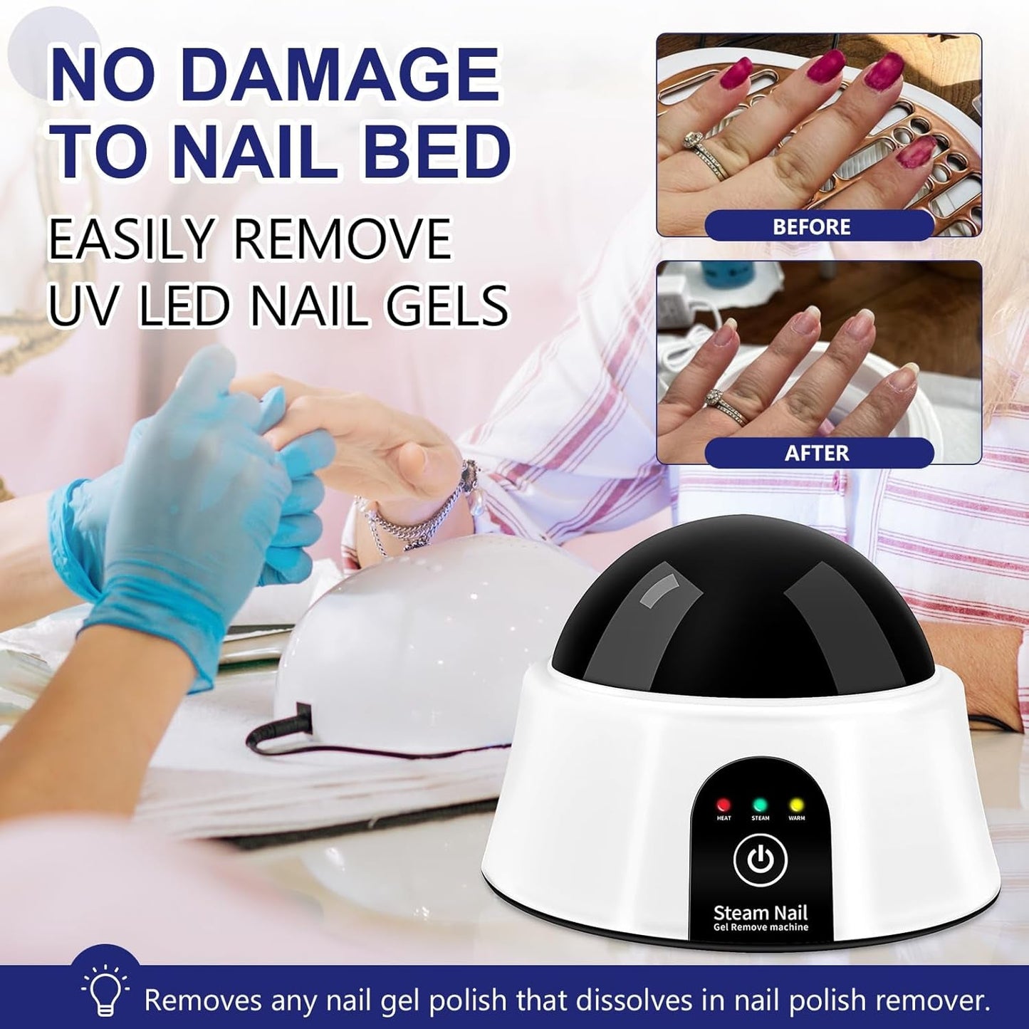 Nail Soaking Bowl, Electric Soak off Bowl Manicure Soaker Nail Polish Remover Machine for Acrylic Nails Dip Gel with Color Cuticle Pusher, Black - Techlyn