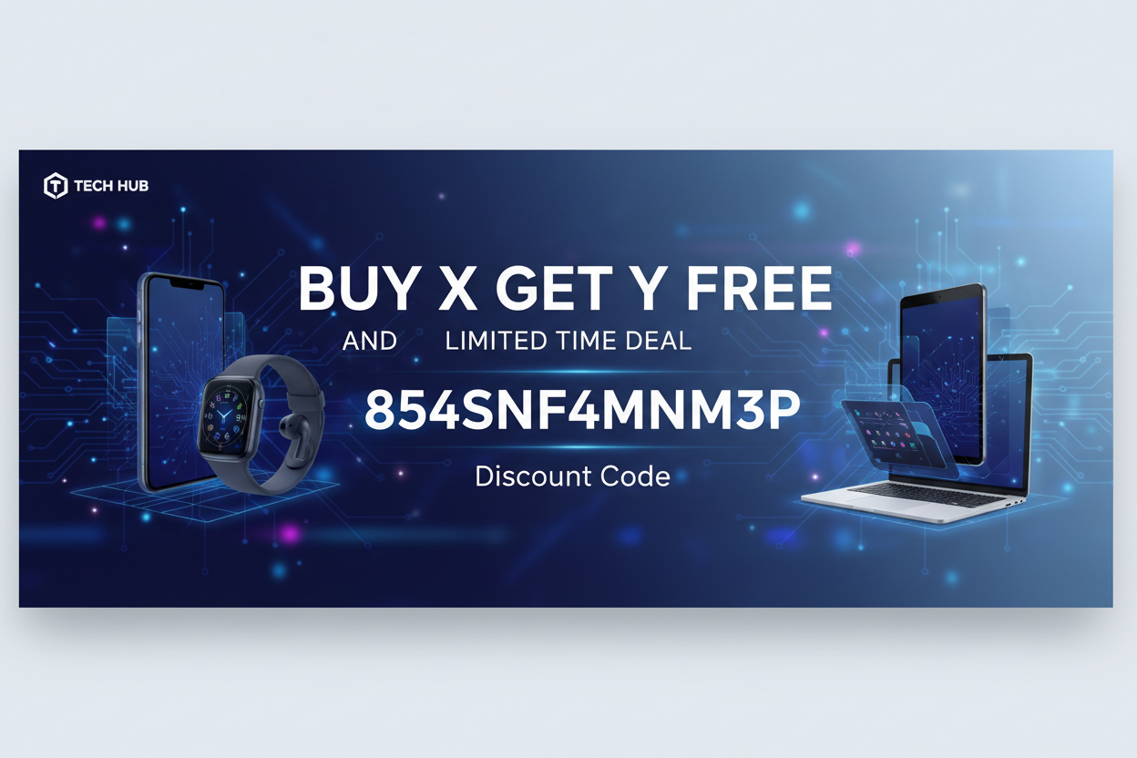 Promotional banner for discount code 854SNF4MNM3P