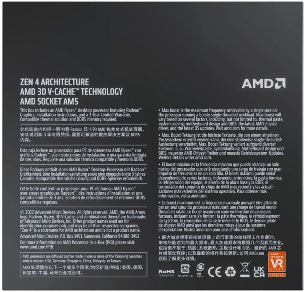 Ryzen 7 7800X3D, 8 - Core Socket AM5 120W Processor with Radeon Graphics - Techlyn