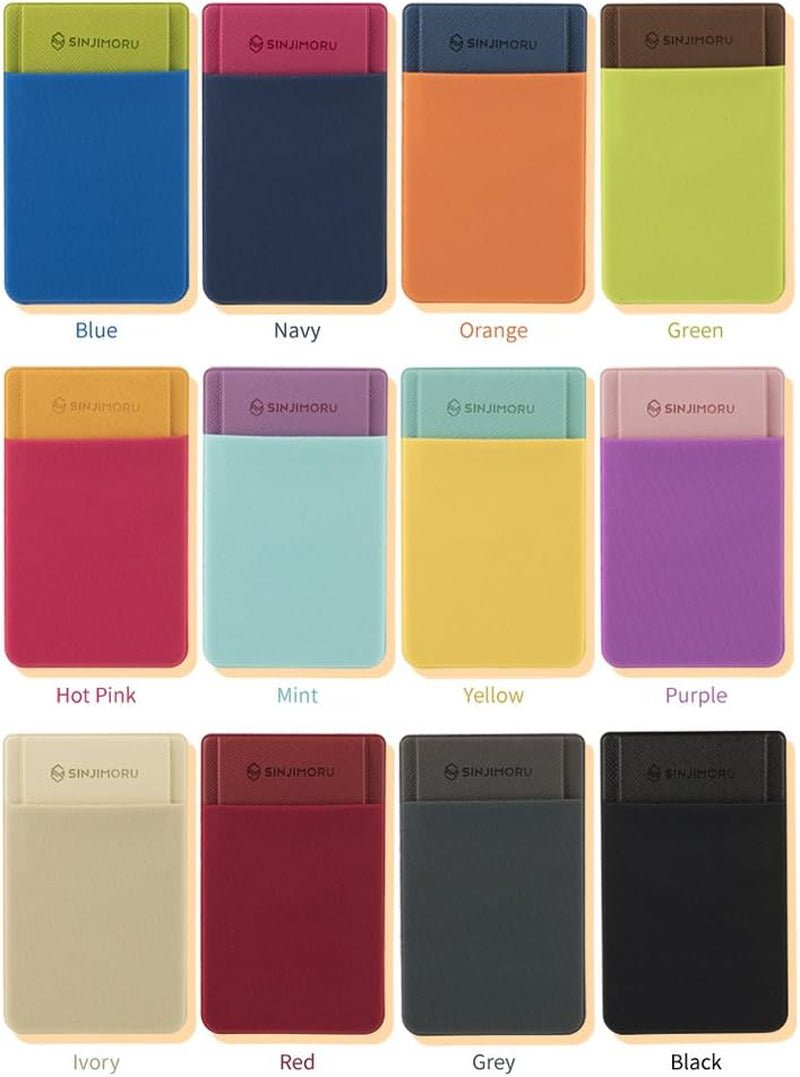 Secure Card Holder for Back of Phone, Stretchy Fabric Cell Phone Wallet Stick on Credit Card Case for Iphone & Android. Sinji Pouch Flap Black - Techlyn