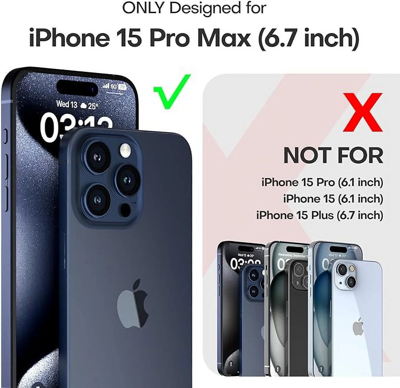 Shockproof Slim Cell Phone Case for Apple Iphone 15 Pro Max, Black - Techlyn
