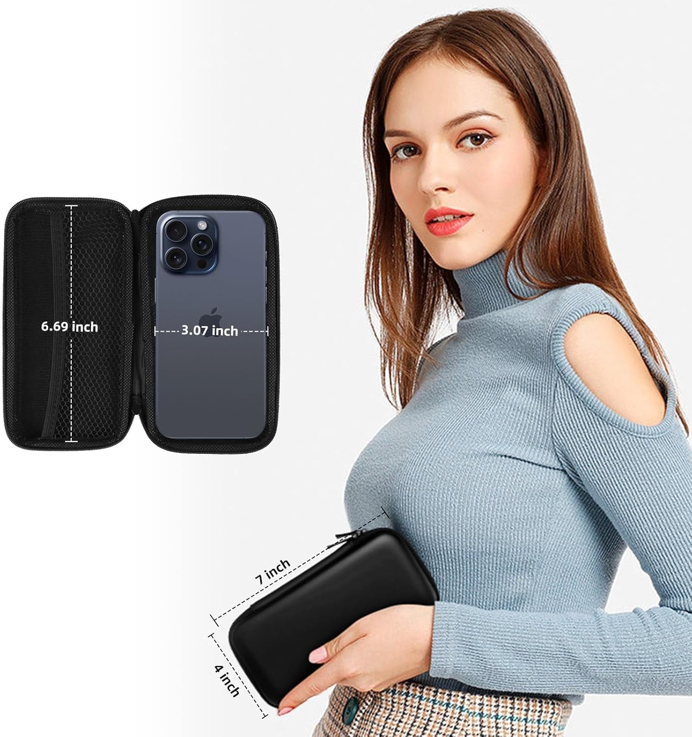 Shockproof Travel Essentials Organizer Charger Case, Space - Optimized Small Zipper Electronics Accessories Pouch Tech Cord Cable Power Bank Storage for Women Men, 6.5X3.2X1 in (Black) - Techlyn