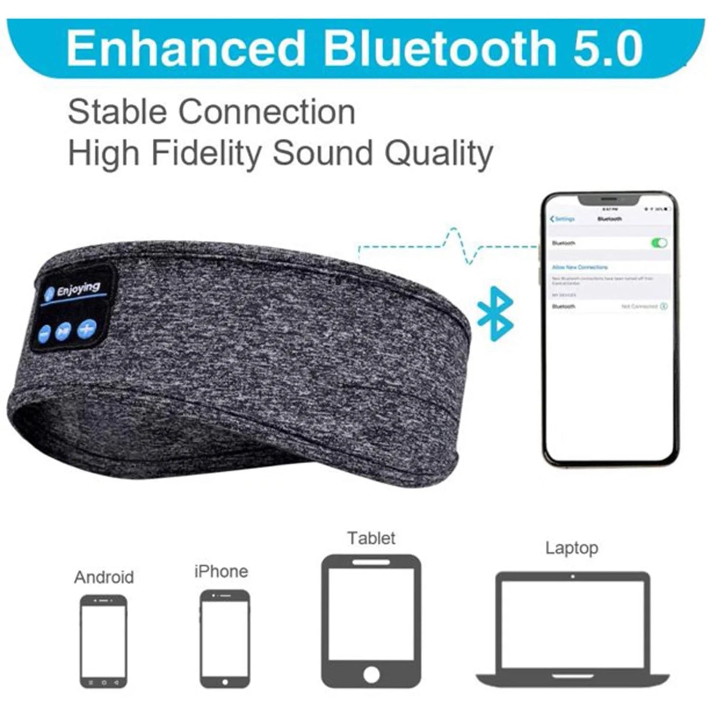 Sleep Headphones Wireless Bluetooth Sports Headphones Headband Earphones with Built - In Speakers for Sleeping, Running, Yoga - Techlyn