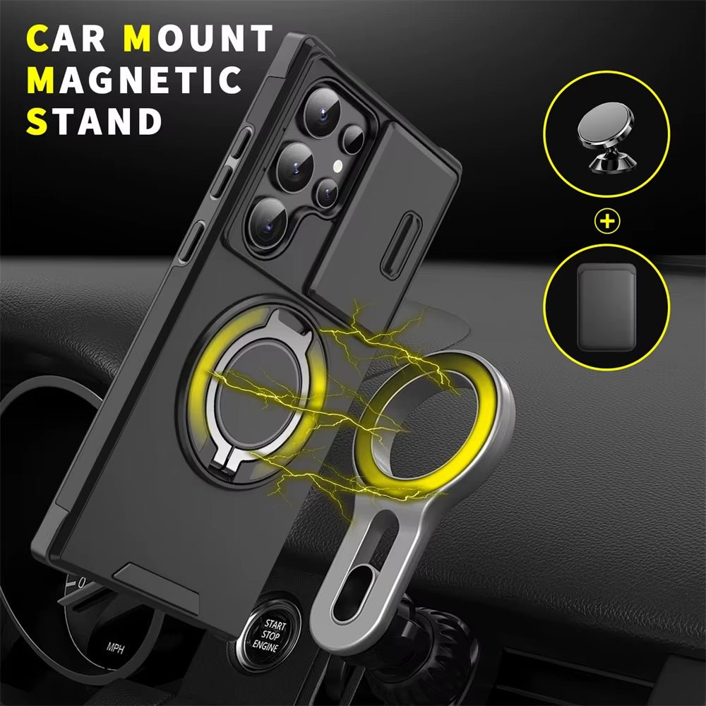 Slide Camera Protection Magnetic Stand Phone Case for Samsung S25 Edge S24 S23 plus S21 S22 Ultra FE A54 A15 A14 A05 A05S Cover - Techlyn