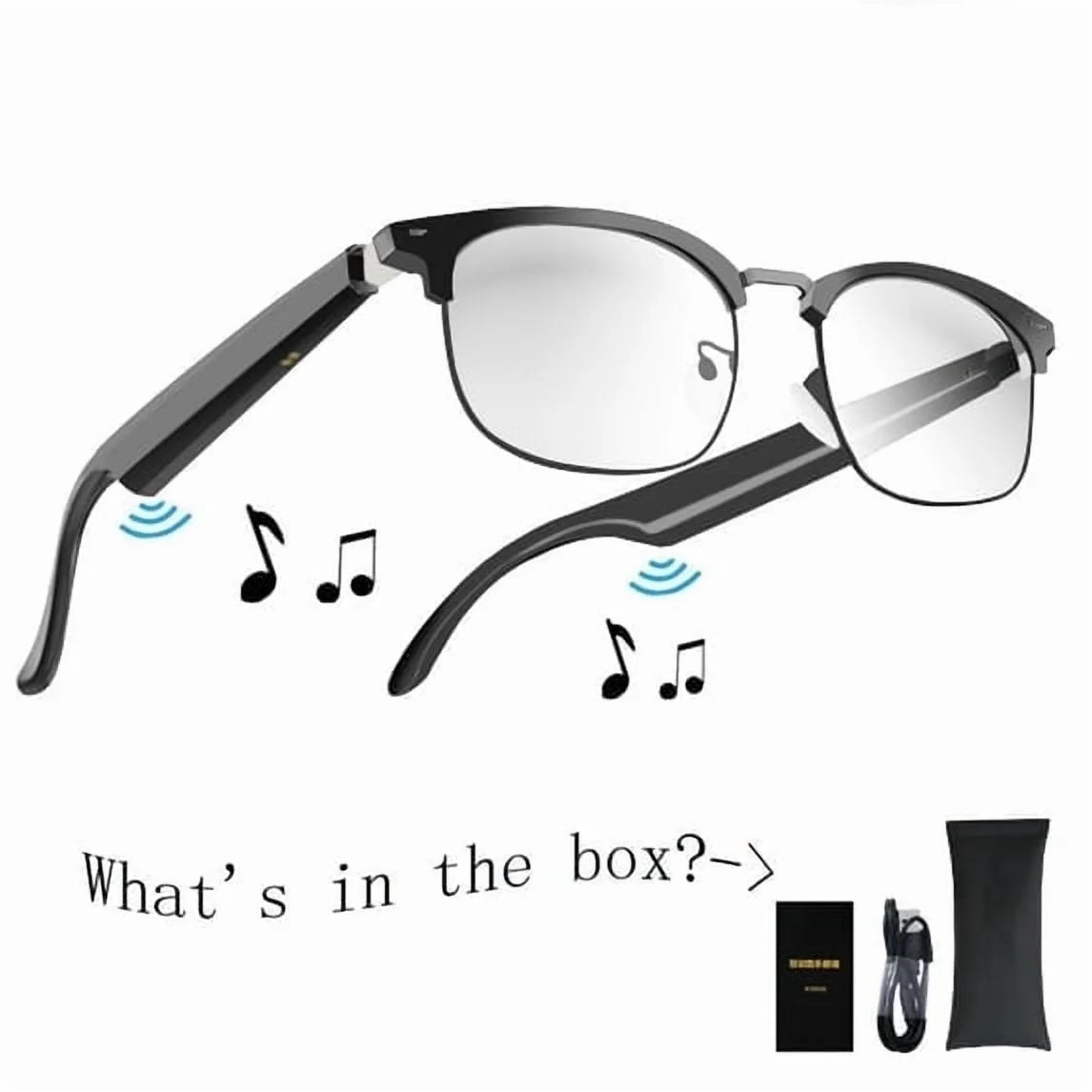 Smart Glasses with Ai,Metal Smart Glasses with 144+ Languages Real - Time Translation, Touch Control, Voice Assistant, Anti - Blue Light, Smart Music Glasses for Business, Travel & Students (Black) - Techlyn