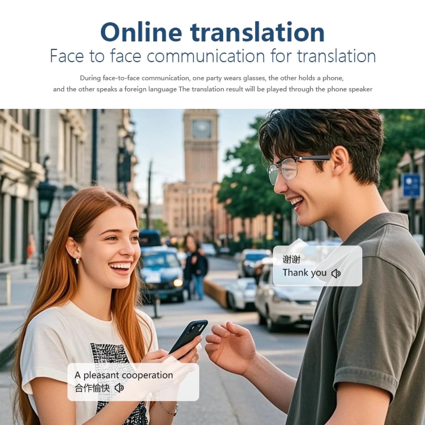 Smart Glasses with Ai,Metal Smart Glasses with 144+ Languages Real - Time Translation, Touch Control, Voice Assistant, Anti - Blue Light, Smart Music Glasses for Business, Travel & Students (Black) - Techlyn