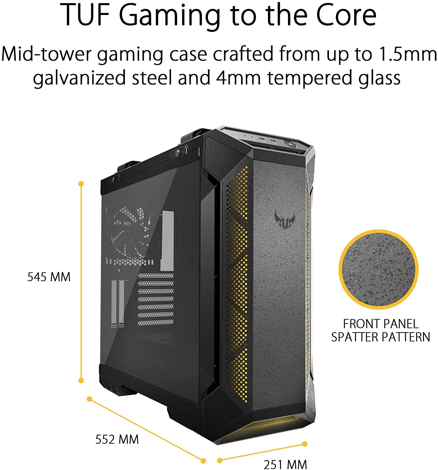 TUF Gaming GT501 Mid - Tower Computer Case for up to EATX Motherboards with USB 3.0 Front Panel Cases GT501/GRY/WITH Handle - Techlyn