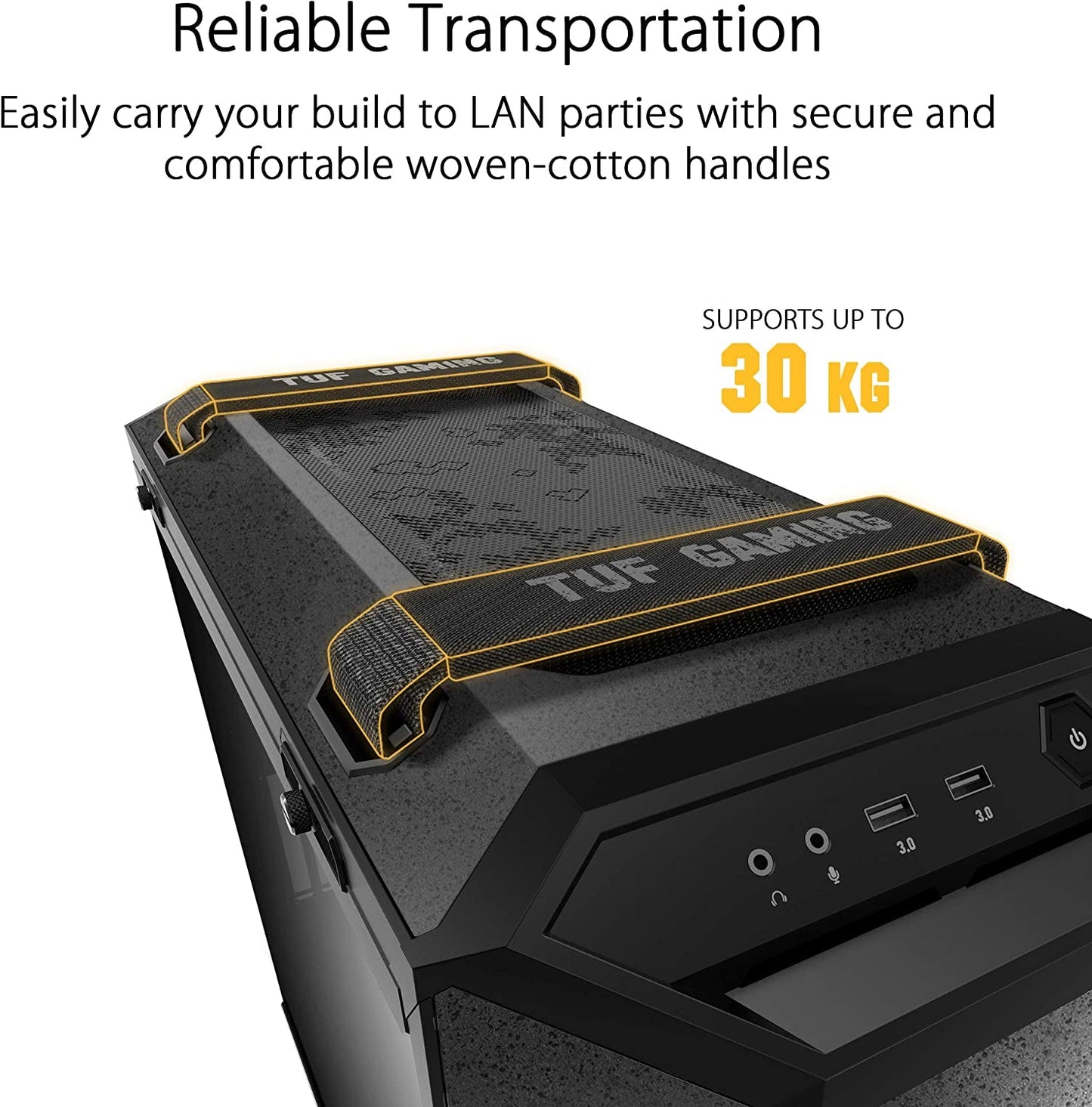 TUF Gaming GT501 Mid - Tower Computer Case for up to EATX Motherboards with USB 3.0 Front Panel Cases GT501/GRY/WITH Handle - Techlyn