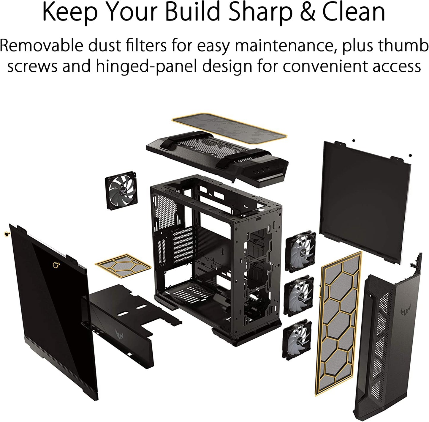 TUF Gaming GT501 Mid - Tower Computer Case for up to EATX Motherboards with USB 3.0 Front Panel Cases GT501/GRY/WITH Handle - Techlyn