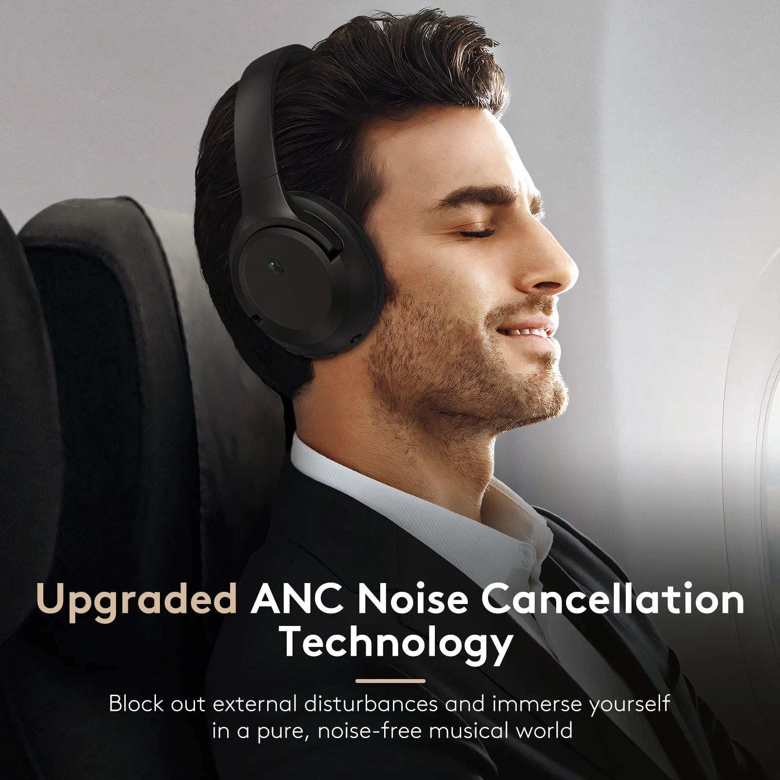 Upgraded Noise Canceling Headphones, Wireless Bluetooth Headphones with Microphone, ANC Over - Ear Headphones for Travel, Sport - Techlyn
