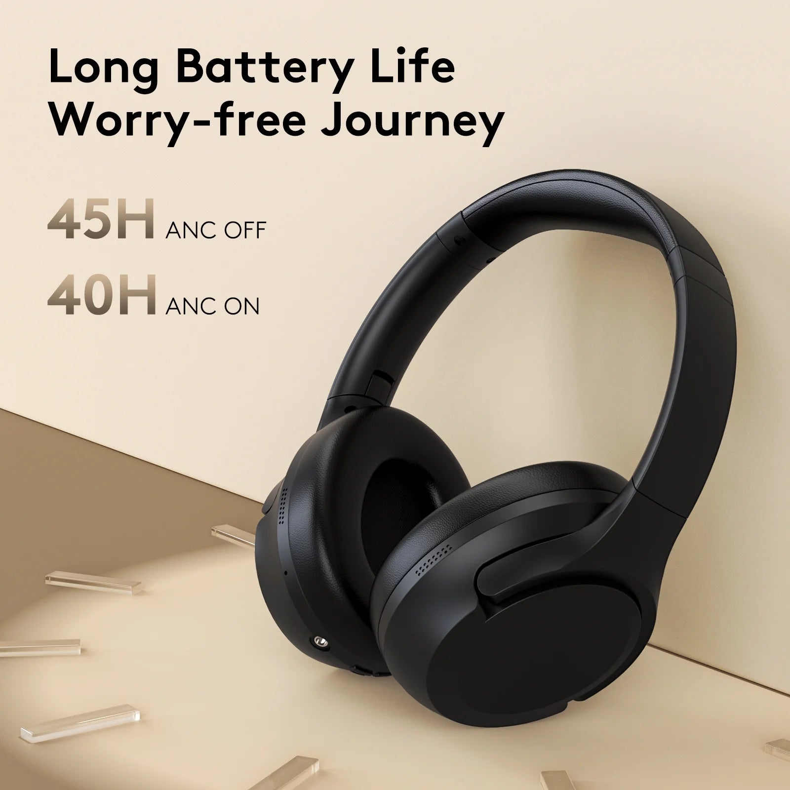 Upgraded Noise Canceling Headphones, Wireless Bluetooth Headphones with Microphone, ANC Over - Ear Headphones for Travel, Sport - Techlyn