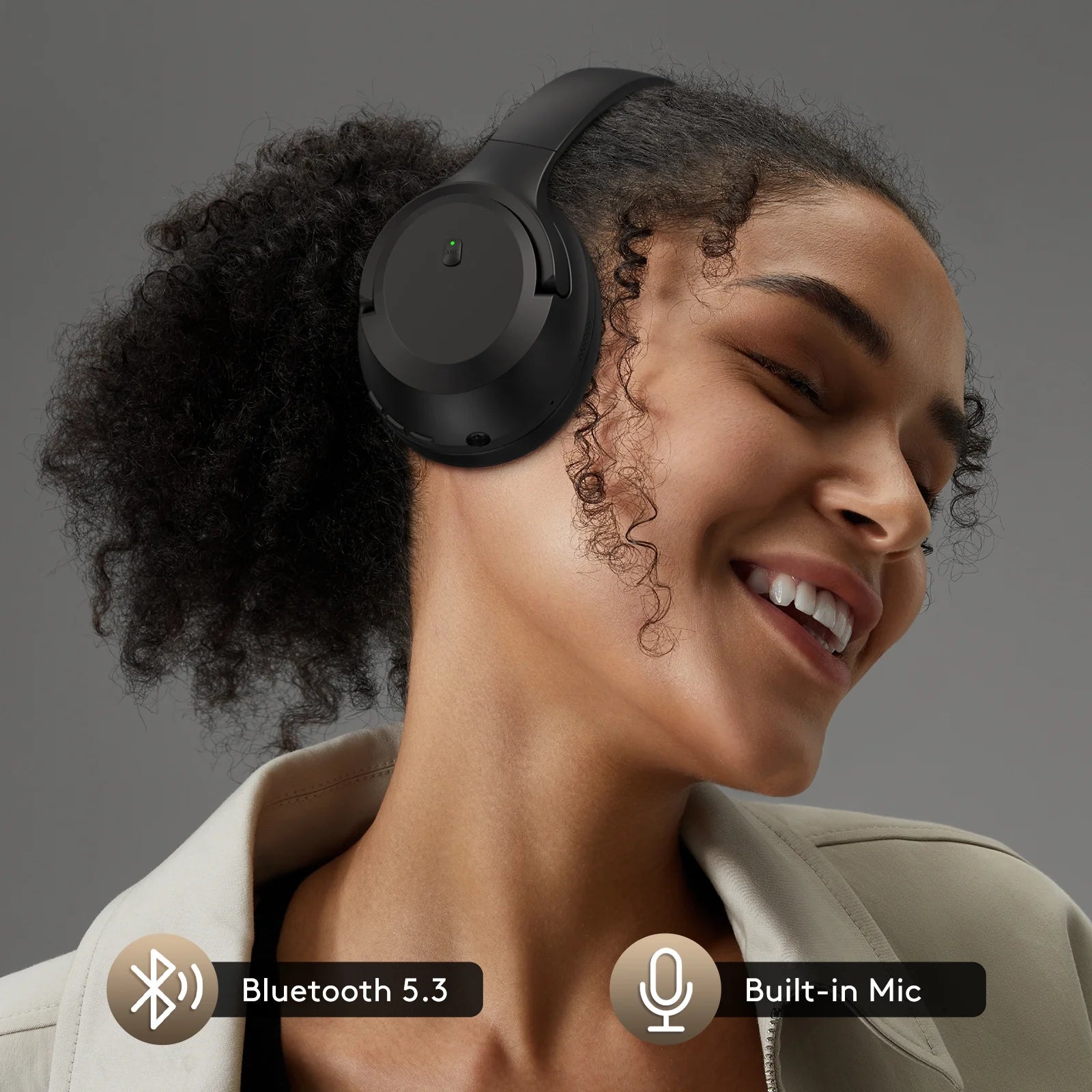 Upgraded Noise Canceling Headphones, Wireless Bluetooth Headphones with Microphone, ANC Over - Ear Headphones for Travel, Sport - Techlyn