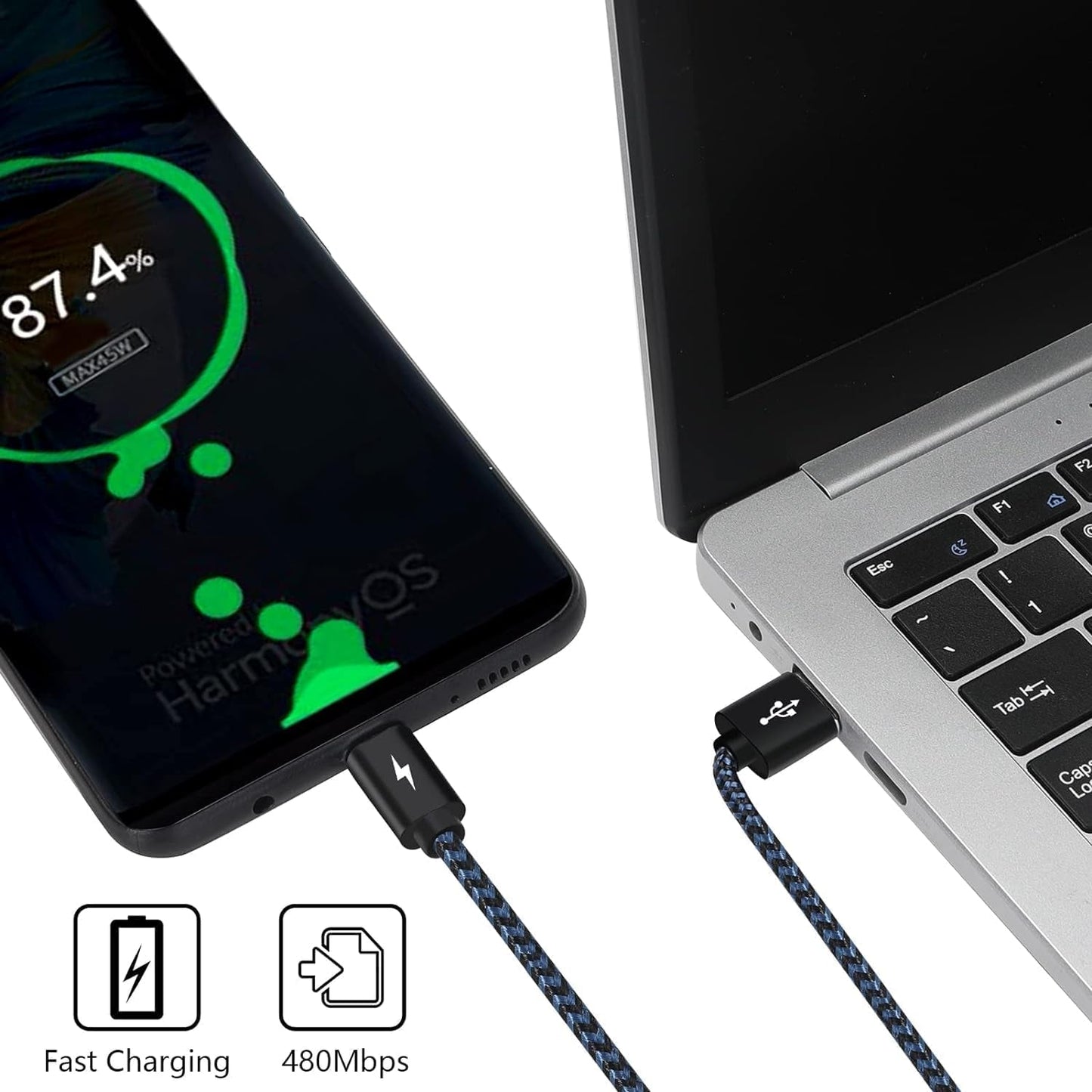 USB C Cable, (3Pack 3+3+6.6Ft) Type C Cable Fast Charger Leads USB - C Charging Cable Compatible with Samsung Galaxy S10 /S9+ /S9 /S8 /S8+,Note 9/8, P30 /P20 /Mate20 /P10,Oneplus - Techlyn