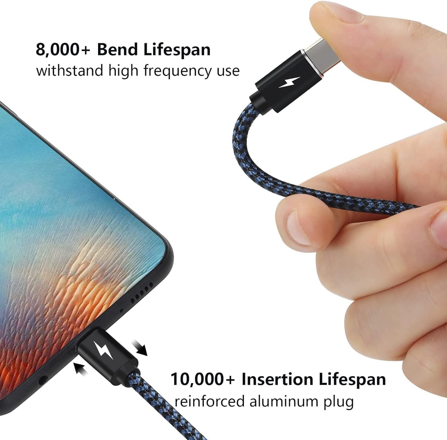 USB C Cable, (3Pack 3+3+6.6Ft) Type C Cable Fast Charger Leads USB - C Charging Cable Compatible with Samsung Galaxy S10 /S9+ /S9 /S8 /S8+,Note 9/8, P30 /P20 /Mate20 /P10,Oneplus - Techlyn