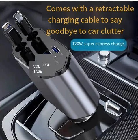 USB - C Retractable Car Charger - Techlyn