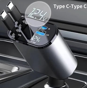 USB - C Retractable Car Charger - Techlyn