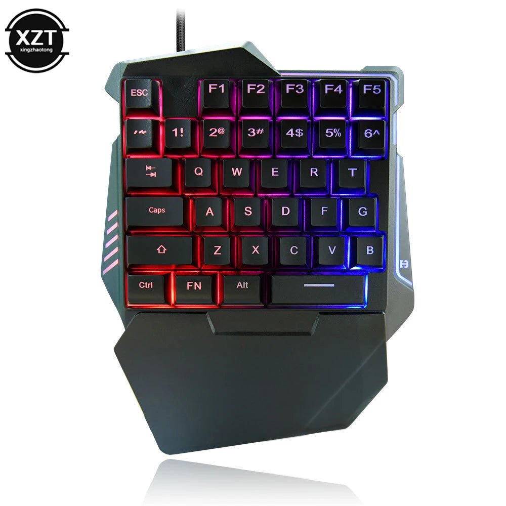 USB One - Handed Keyboard Gaming Mechanical Feel Keyboard Portable 35 Keys Mini Wired Keyboard Ergonomic Gaming Keyboard - Techlyn