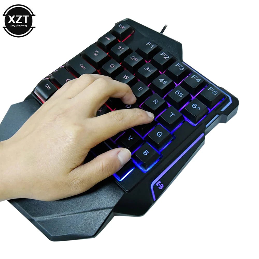USB One - Handed Keyboard Gaming Mechanical Feel Keyboard Portable 35 Keys Mini Wired Keyboard Ergonomic Gaming Keyboard - Techlyn