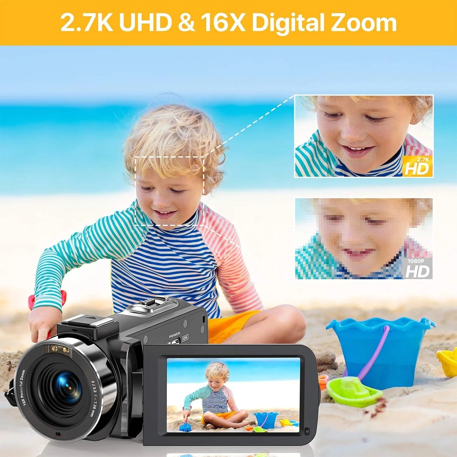 Video Camera Camcorder 4K for Youtube Vlogging Digital Camera IPS 48MP 16X Digital Zoom Camera Recorder - Techlyn